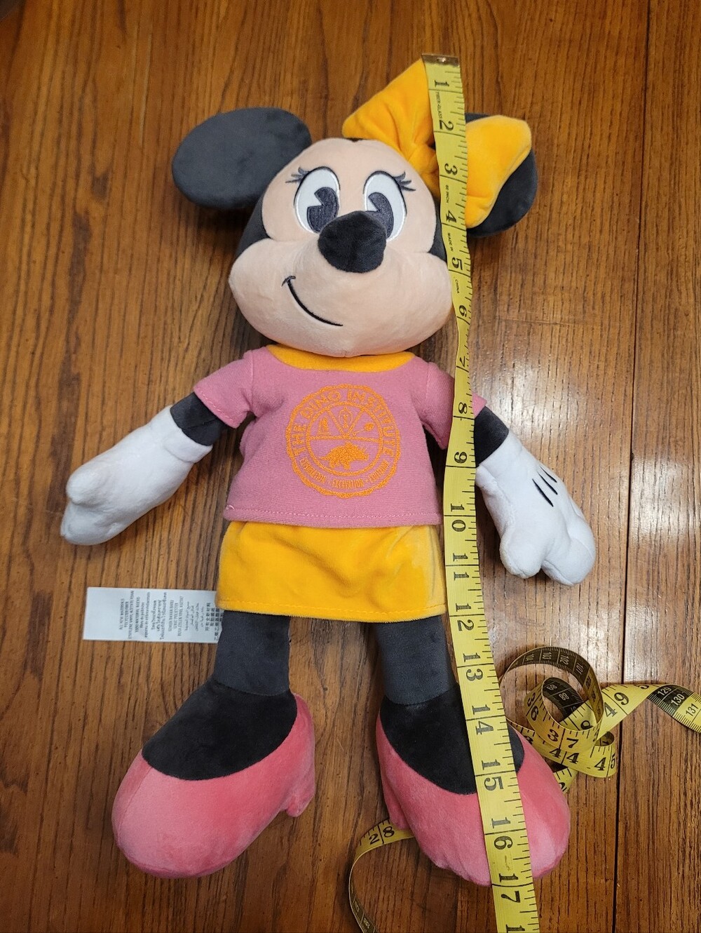 Disney Parks Animal Kingdom Minnie Mouse Dino Institute Plush Toy 10" Pink Shirt